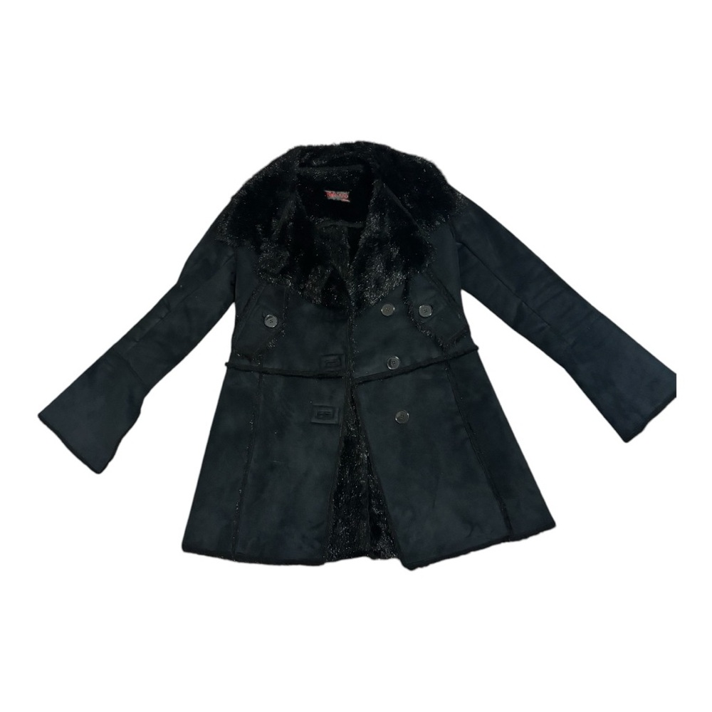 Stylish Black Faux Fur Trim Coat